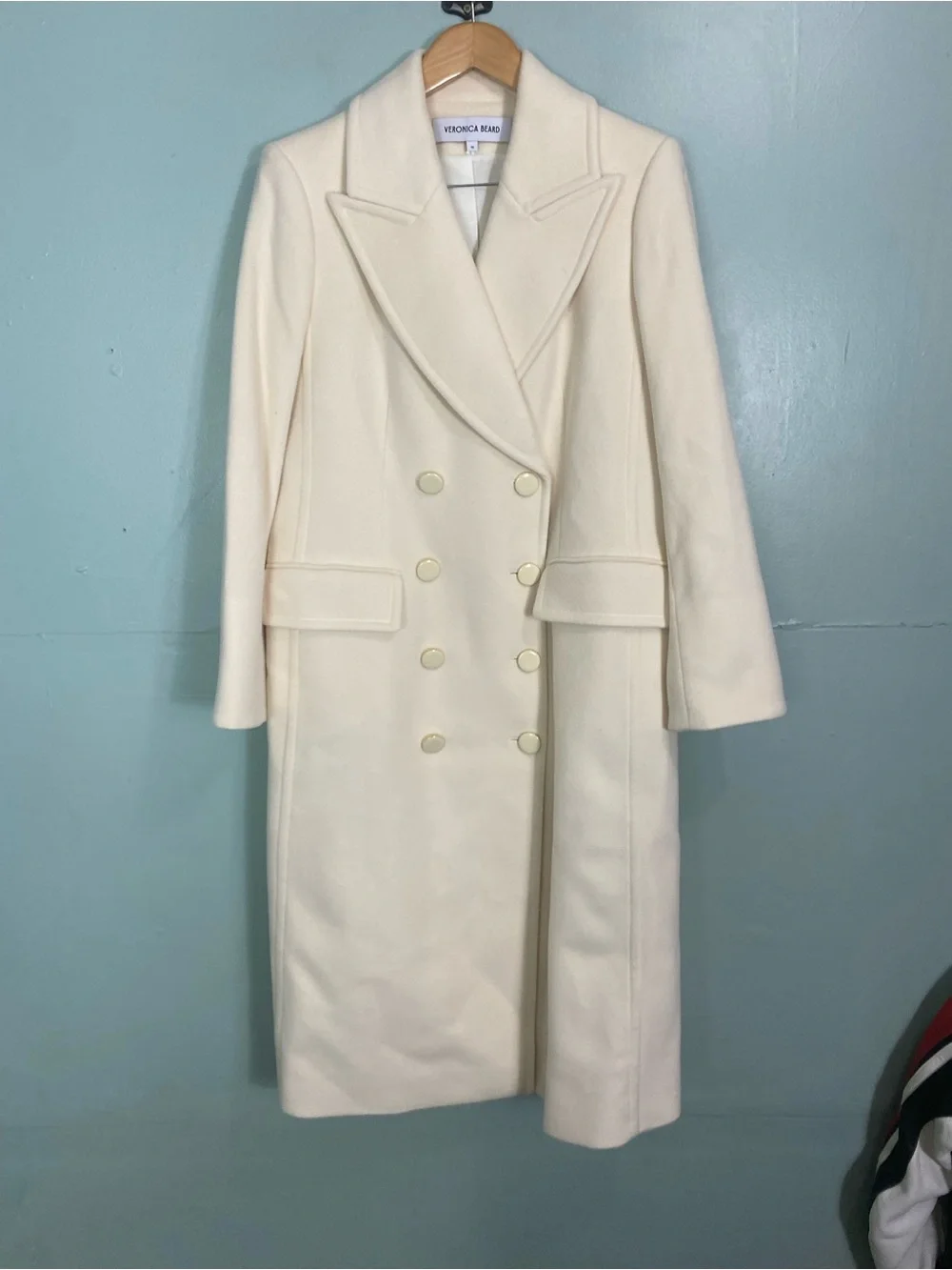 Veronica‎ Beard Nalida Dickey Wool Cashmere Double Breasted Coat Size 10 Ivory